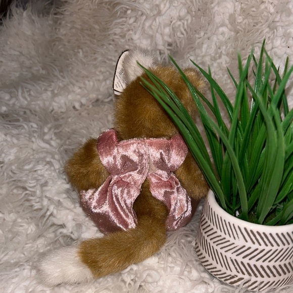 TY Attic Treasures Vintage 1993 POUNCER The Cat Pink Velvet Jumper Jointed HG003 - Picture 4 of 4